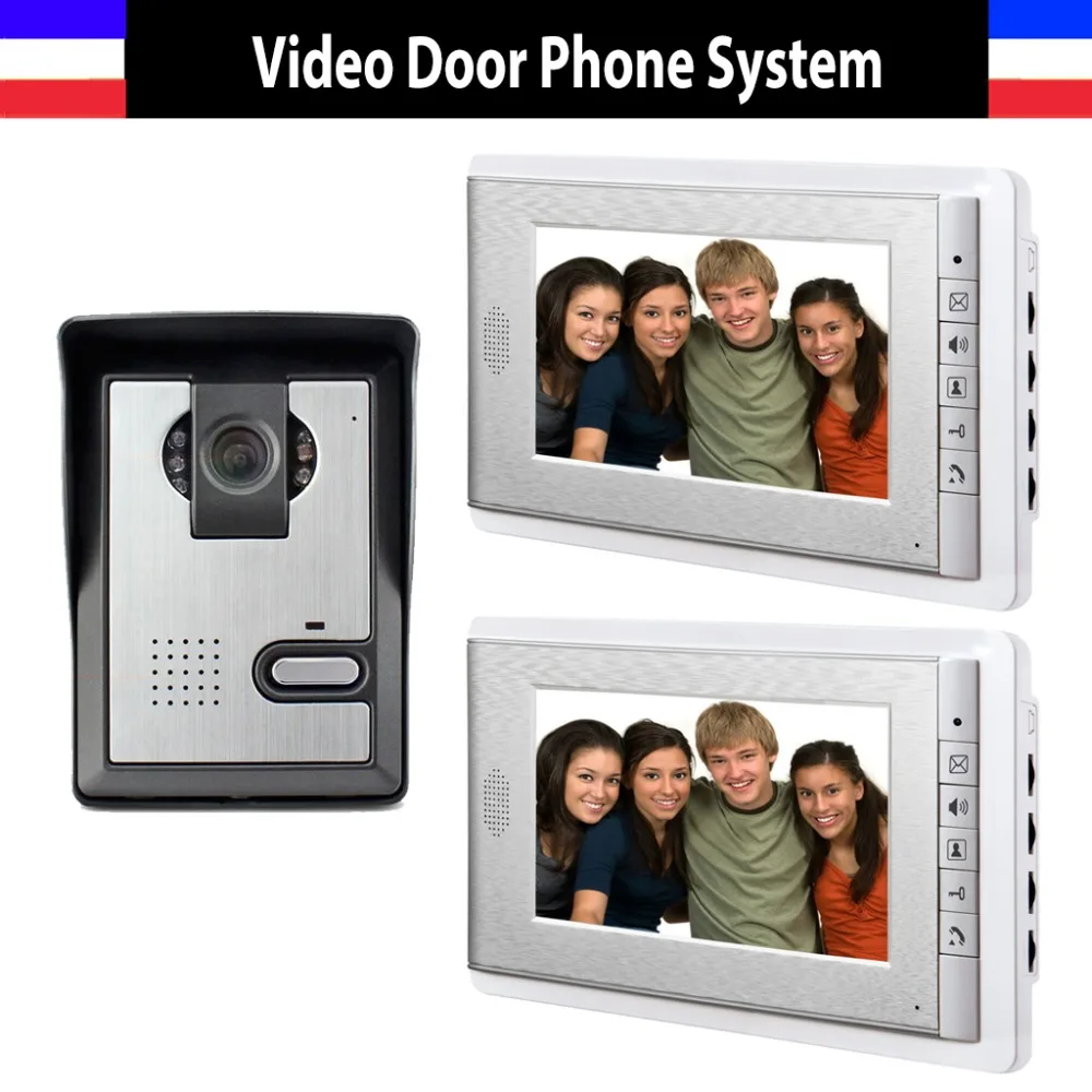 Hot Sale video door phone intercom doorbell doorphones intercom 2 monitor video intercom 1 Door Camera camera 7 inch color lcd Wholesale Security & Protection