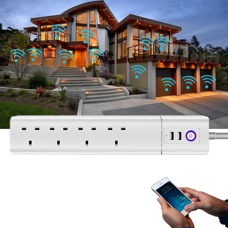 Умная Wifi USB лента питания 4 способа 3G1.5 кабель UK вилка Удлинитель электрический