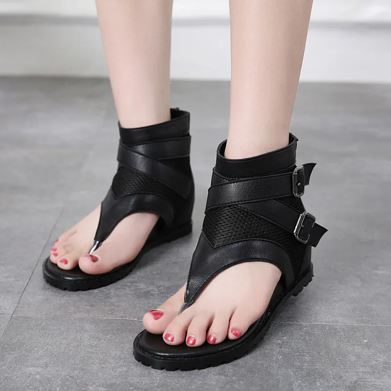 

2019 summer new style simple and simple solid color thong sandals women comfortable wild Roman style casual shoes