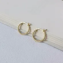 925 стерлингового серебра минималистичные Золотые круглые серьги-обруч скрученный круг обручи сережки женские ювелирные изделия повседневные aros mujer oreja