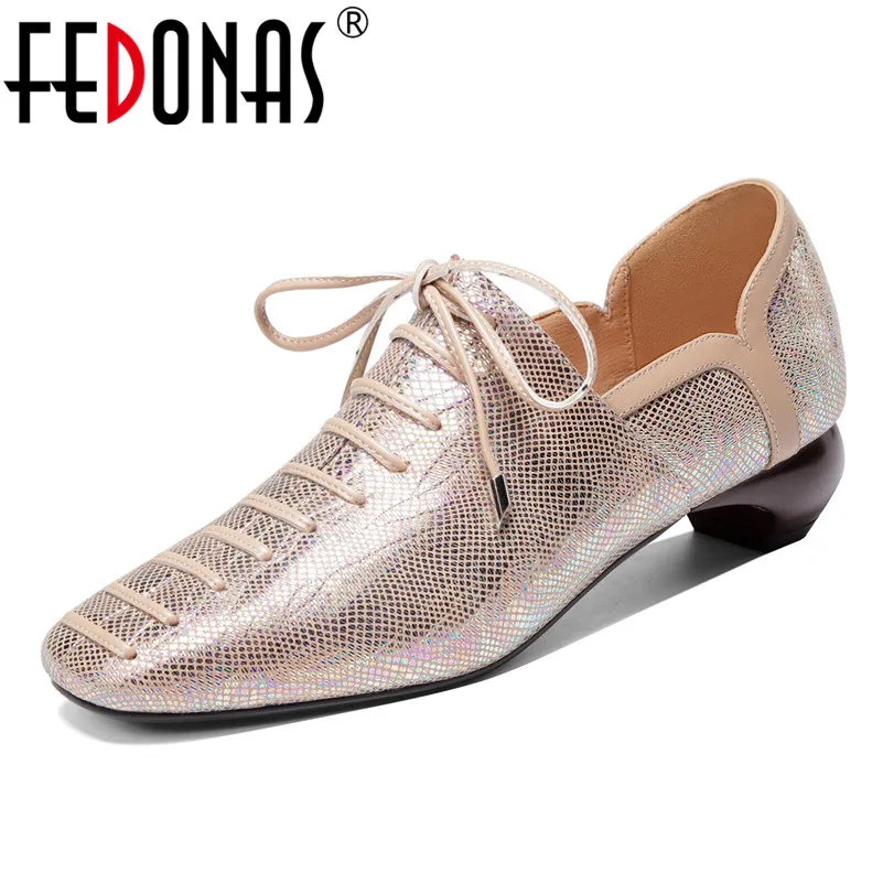 FEDONAS/весна-лето; модные разноцветные женские туфли-лодочки из натуральной кожи; лоферы на высоком каблуке без застежки; Женская офисная обувь