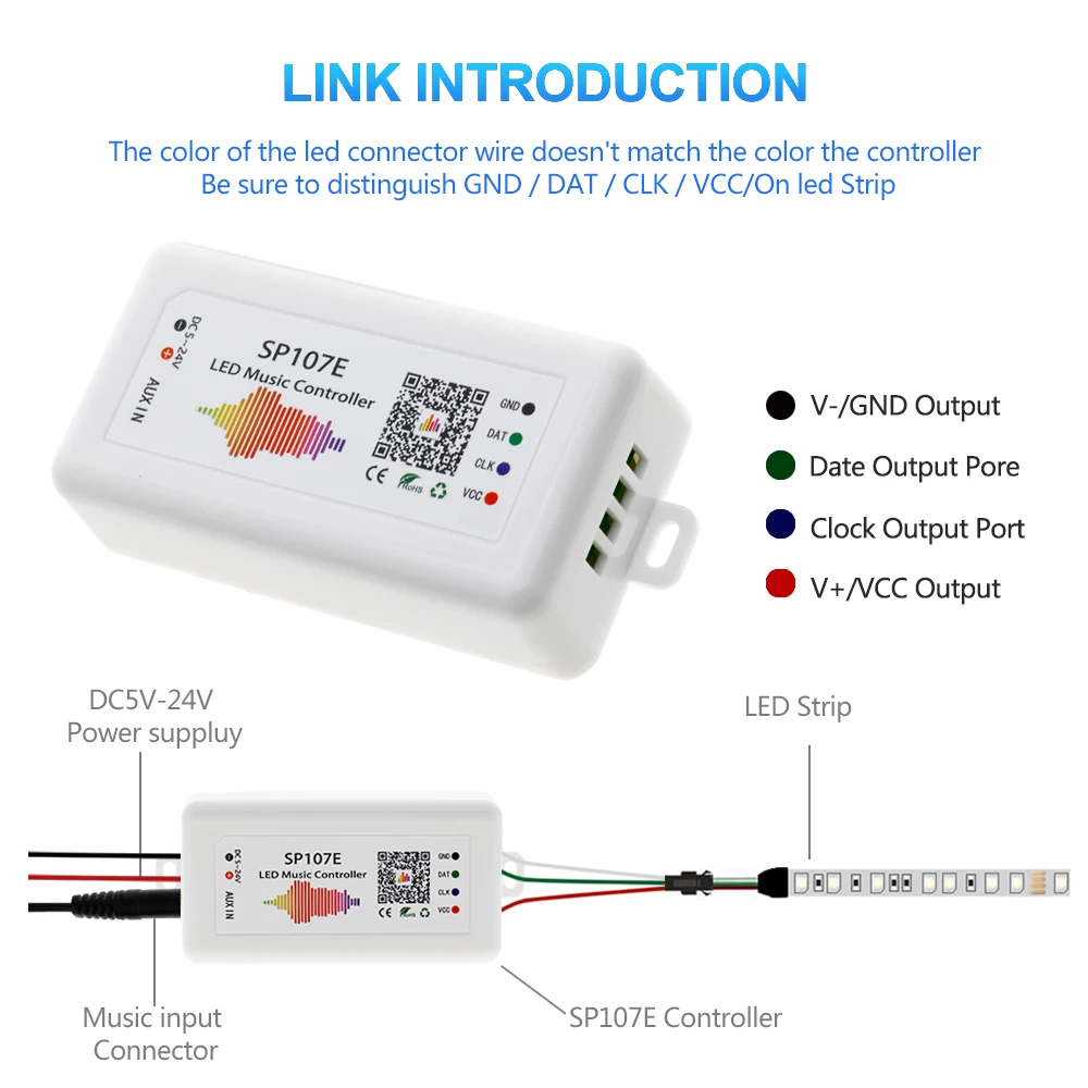 SP107E светодиодный музыкальный контроллер Bluetooth волшебный контроллер DC5-24V 2048 пикселей для WS2811 2812 2801 6803 IC Светодиодная лента