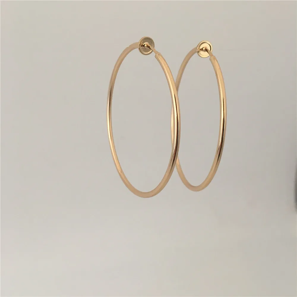 

TRENDY CLIP ON GOLD COLOR PLATING BASIC CLIP TYPE HOOP EARRINGS