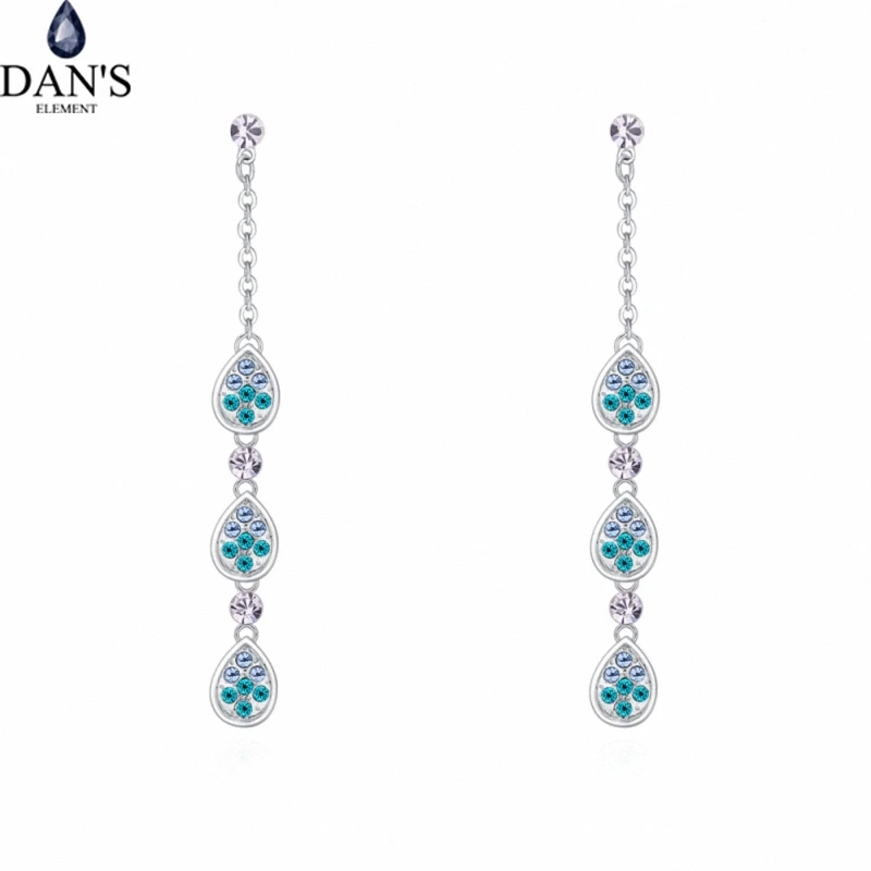 

DAN'S ELEMENT 100% S925 Sterling Silver Crystal Earrings Fashion Jewelry Stud Earrings For Women Top Quality Wholesal #134516