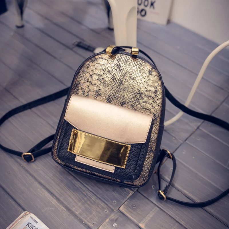 

PU Leather Women Backpack Female Fashion Rucksack Brand Designer Ladies Back Bag High Quality Serpentine School Bag S115