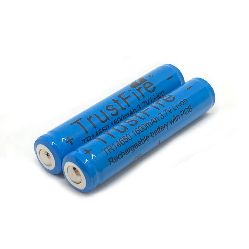 

2pcs/lot TrustFire 14650 3.7V 1600mAh Battery Rechargeable Lithium Batteries with Protected PCB Power Source for LED Flashlights