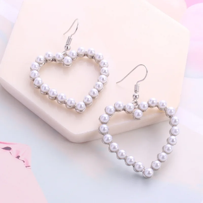 M MISM INS стиль 1 пара геометрические жемчужные Висячие женские модные серьги в форме сердца женские элегантные серьги-капли ювелирные аксессуары