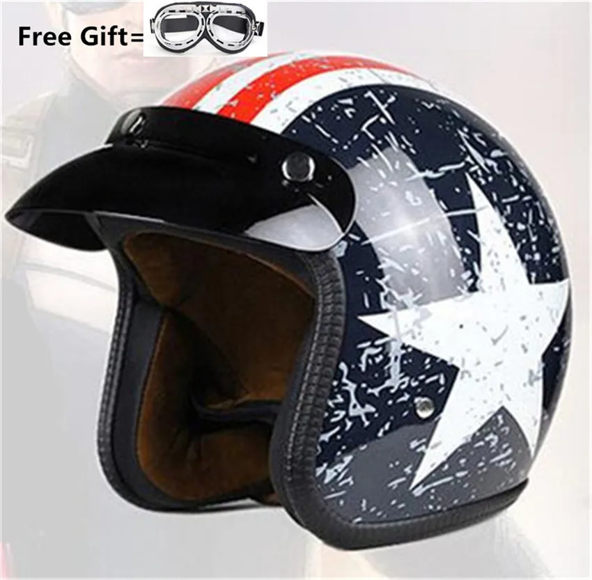 Хром Винтаж пилот стиль мотоцикла половина шлем круизер точка улица легальное-серебро(большой)+ бесплатные очки