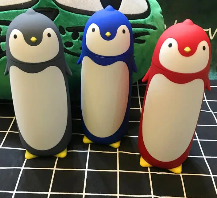 100PCS Penguin Stainless Steel Thermos Vacuum Flasks Cartoon Thermocup Portable Thermal Children Drinking Bottle