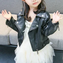 Children's Pu Jacket Girls Motorcycle Jacket Kid Outwear Zipper Faux Leather spring Autumn fashion Pu Jacket and Coat For 6M-3T zipper fly asymmetric pu jacket