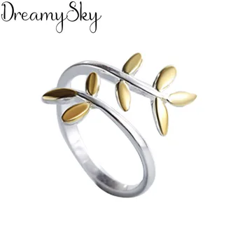 

2019 Bijoux 925 Sterling Silver Leaf Rings For Women Christmas Gifts Adjustable Open Ring Ladies Boho Jewelry Anillos