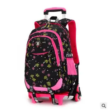 ZIRANYU школьный рюкзак на колесиках для путешествий, чемодан на колесиках, школьная сумка на колесиках для девочек, школьный рюкзак на колесиках для девочек - Цвет: 6 wheels black