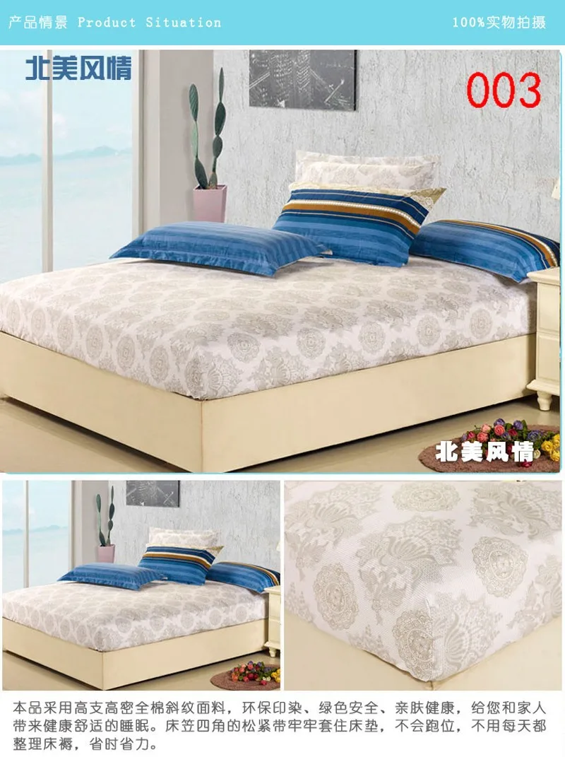 Цветы синяя хлопковая приталенная лист односпальная кровать двухспальная простынь облегающий чехол близнец полный покрывало для двуспальной кровати Простыня 120x200 см 150x200 см