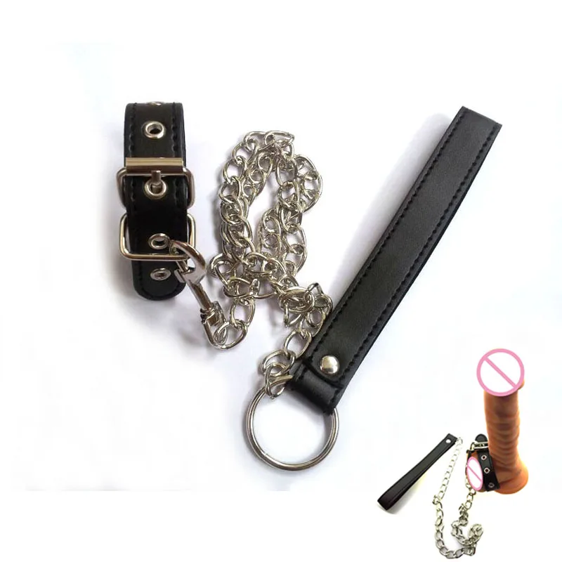 Adjustable-PU-Leather-Penis-Ring-Cock-Cage-With-Metal-Leashes-Male-Chastity-Devices-Sex-Toys-For