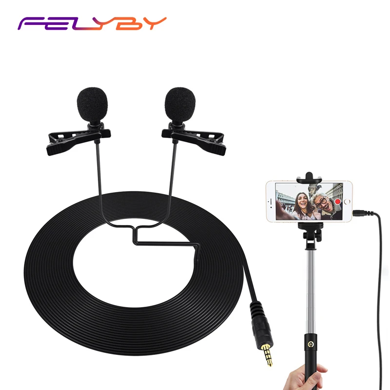 

High quality 3.5mm dual lapel microphone for teaching lecture interview meeting interview mini Lapela Microphone
