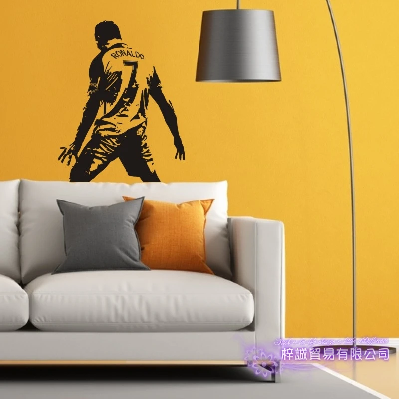 DCTAL Cristiano Ronaldo Football Player Sticker Sports Soccer Decal Helmets Kids Room Name Posters Vinyl Wall Decals