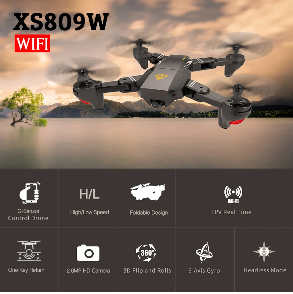 2017 Newest VISUO XS809W XS809HW FPV Fold RC Quadcopter 2 4G 4CH 6 Axis RTF RC