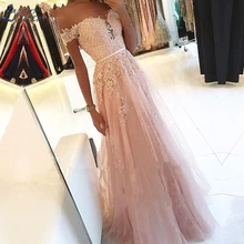 SHJ0084 кружевное розовое вечернее платье Длинное Элегантное платье ТРАПЕЦИЕВИДНОЕ платье для выпускного вечера знаменитостей с открытыми плечами Abendkleider