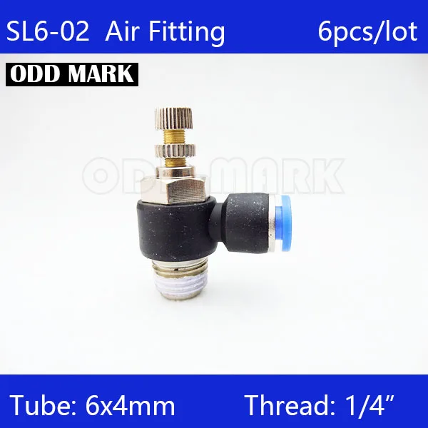 

Free shipping HIGH QUALITY 6pcs Pneumatic Piping Speed Controller One Touch Fitting 6mm to 1/4" Male Thread SL6-02