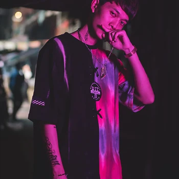 

2019 New Summer Mens T Shirt Fashion Tie Dye Funny Hip Hop Men T Shirts Funky Streetwear Psychedelic Punk Rock Rap Tops G5G3