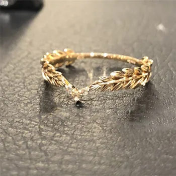 

ROMAD Wheat Rings Golden Finger Ring for Women Peace Symbol Party Rings Female Plant Jewelry bijoux femme R3