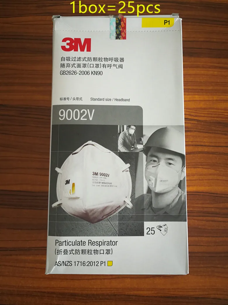 

25pcs 3M 9002V Anti dust PM 2.5 Mask Anti influenza Breathing valve non woven fabric mask Adult KN90 Respirator