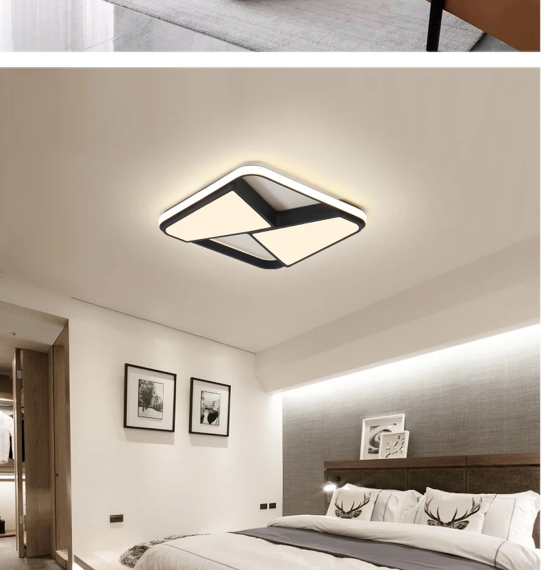 NEO Gleam прямоугольная современная светодиодная Люстра для гостиной спальни Кабинета белый или черный 95-265 в квадратная люстра с RC