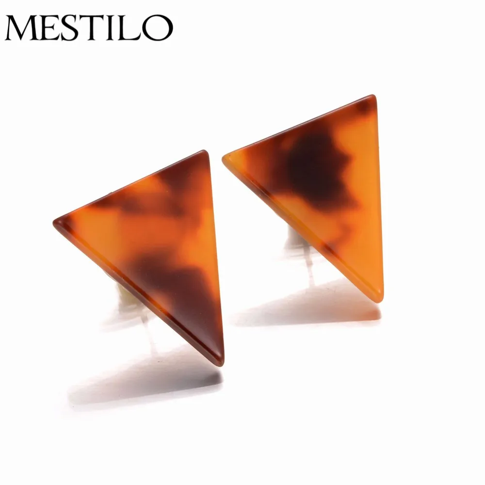 

Hot New Designer Geometric Triangle Faux Marble Stone Leopard Stud Earring Punk boucle d'oreille marbre online shopping india