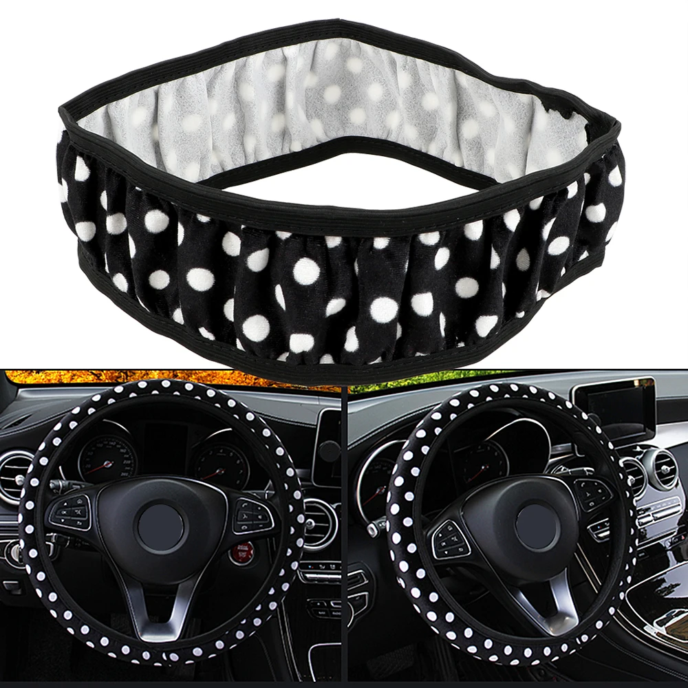 

LEEPEE Auto Interior Decoration Steering Wheel Cover Universal Plush Elastic Steering-wheel Car Styling Anti-slip