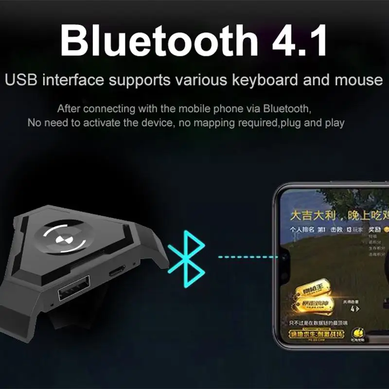  Kuulee PUBG Mobile Gamepad Controller Gaming Keyboard Mouse Converter For Android ios Phone IPAD Bl
