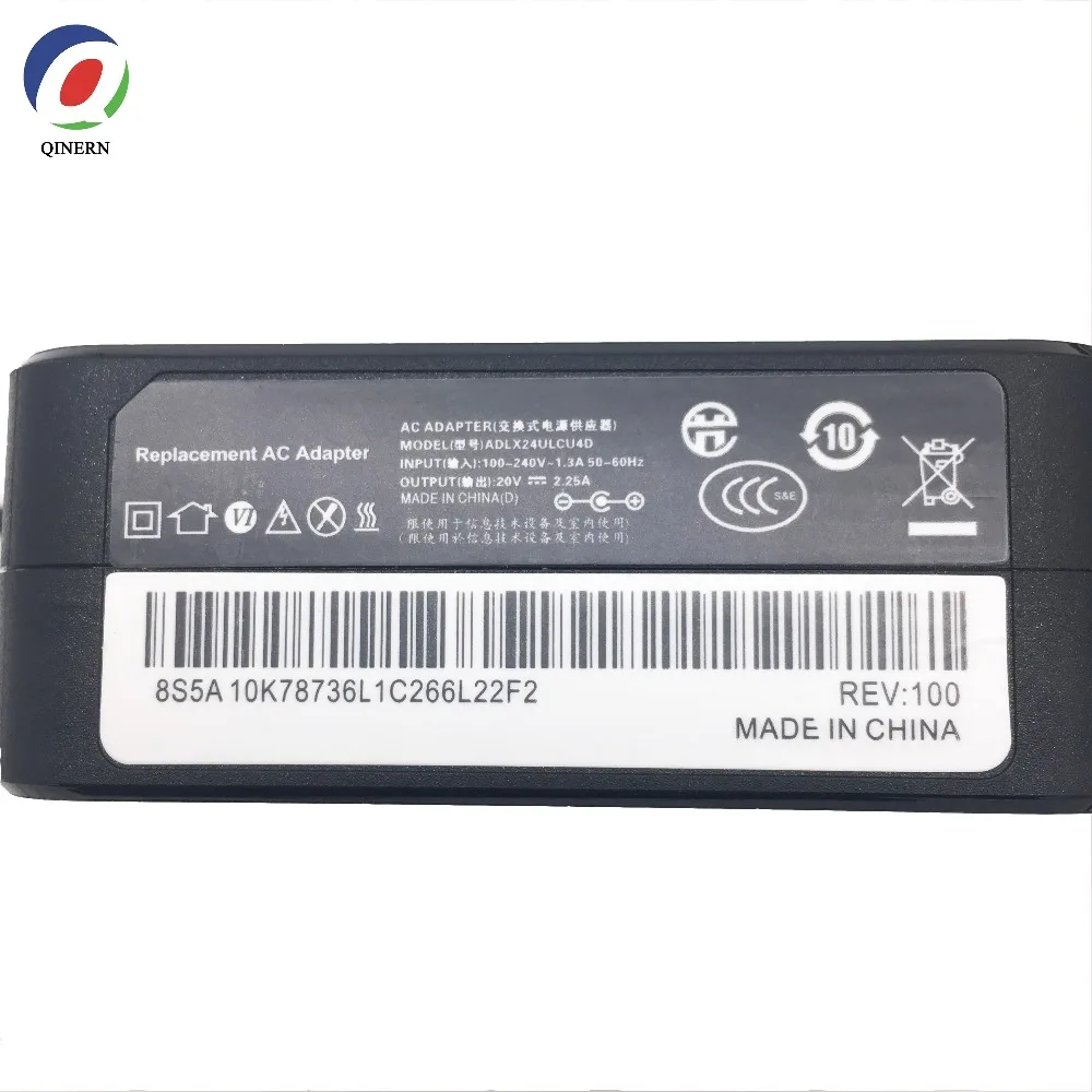 EU 20V 2.25A 45W AC Adapter Charger Square Connector Power Supply For Lenovo YOGA 710-13 adapter Portable Power Supply Plug
