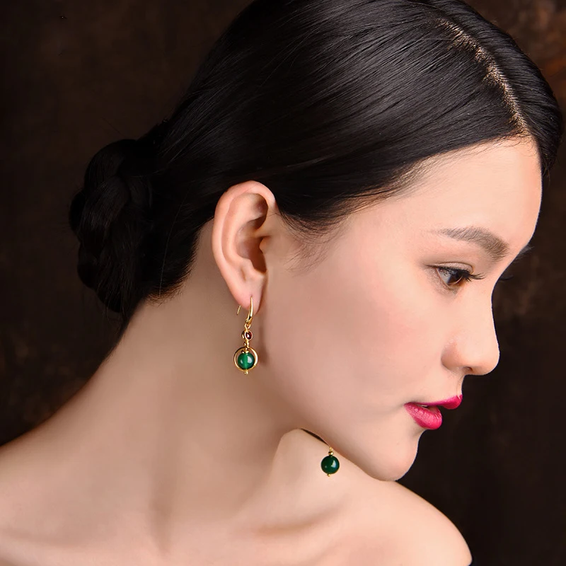 Billige BOEYCJR Ethnische Vintage Libelle Stein Perle Asymmetrische Baumeln Ohrringe Modeschmuck Tropfen Haken Ohrringe Für Frauen Geschenk