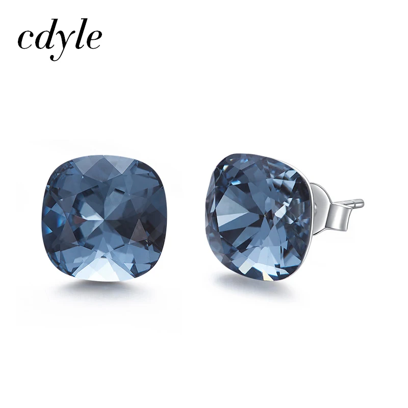 Blue Cdyle украшенные кристаллами серьги-гвоздики женские серьги Австрийский горный хрусталь серьги из стерлингового серебра 925 пробы - Окраска металла: Blue