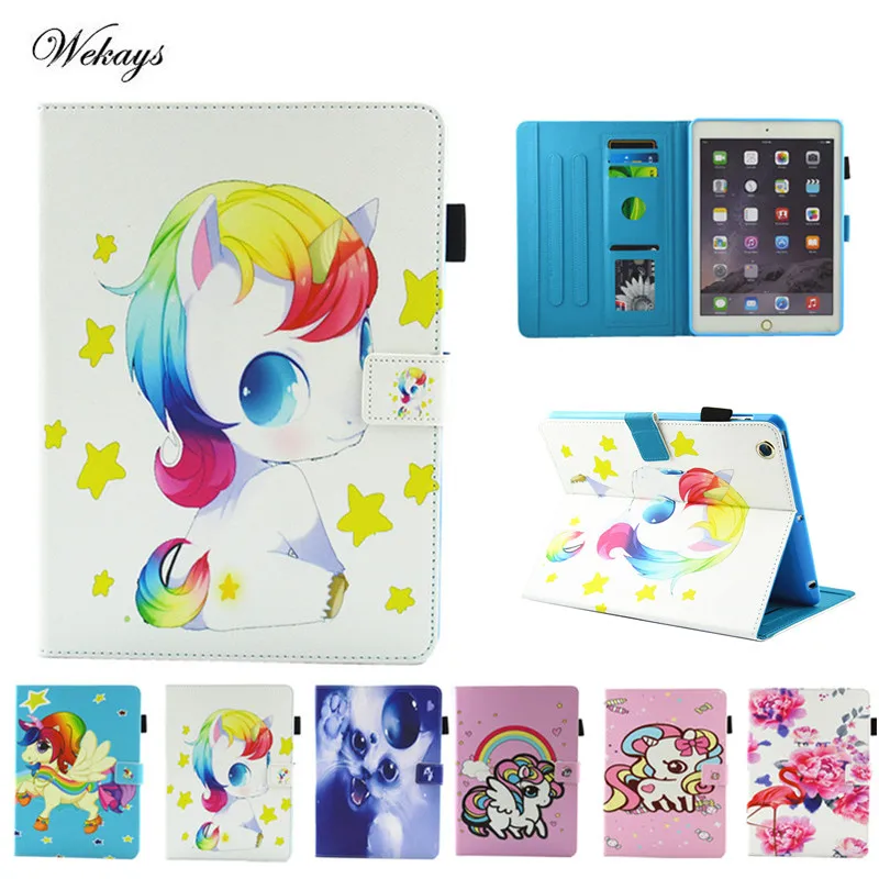 Wekays Case for iPad 2 3 4 Funda Soft silicone Unicorn Cat Flamingo PU Leather Smart Cover For Apple Ipad 2 ipad 3 ipad 4 Coque