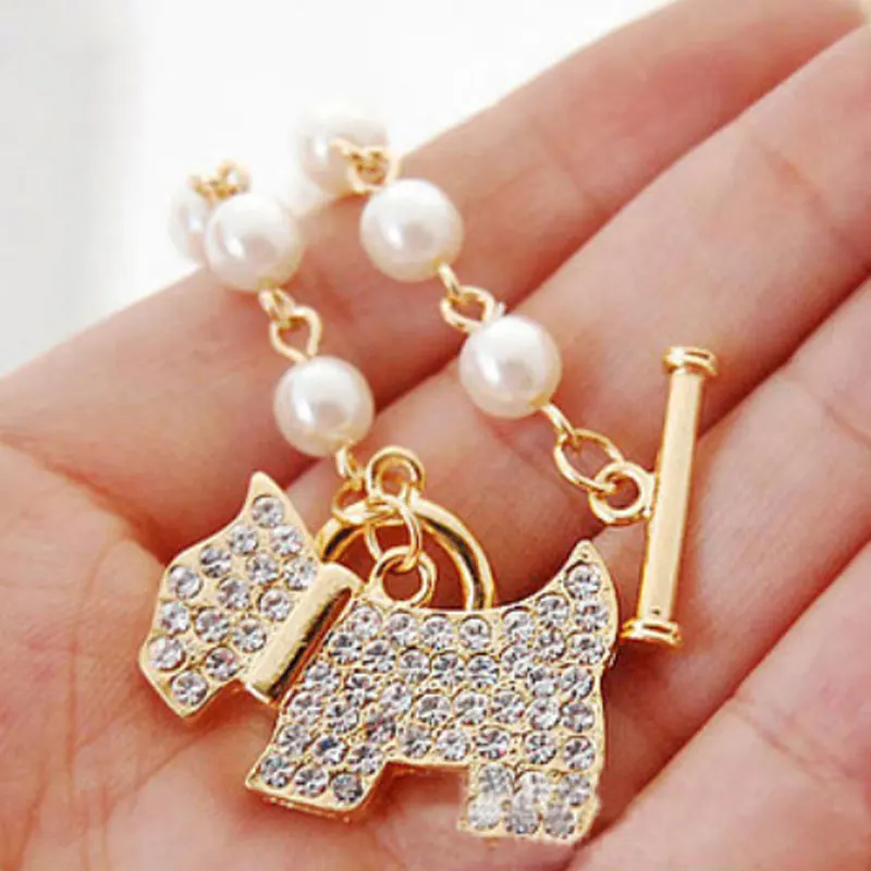 Корейские жемчужные хрустальные браслеты с животными и браслеты для женщин Серебряный браслет Femme золотая цепочка модные ювелирные изделия оптом