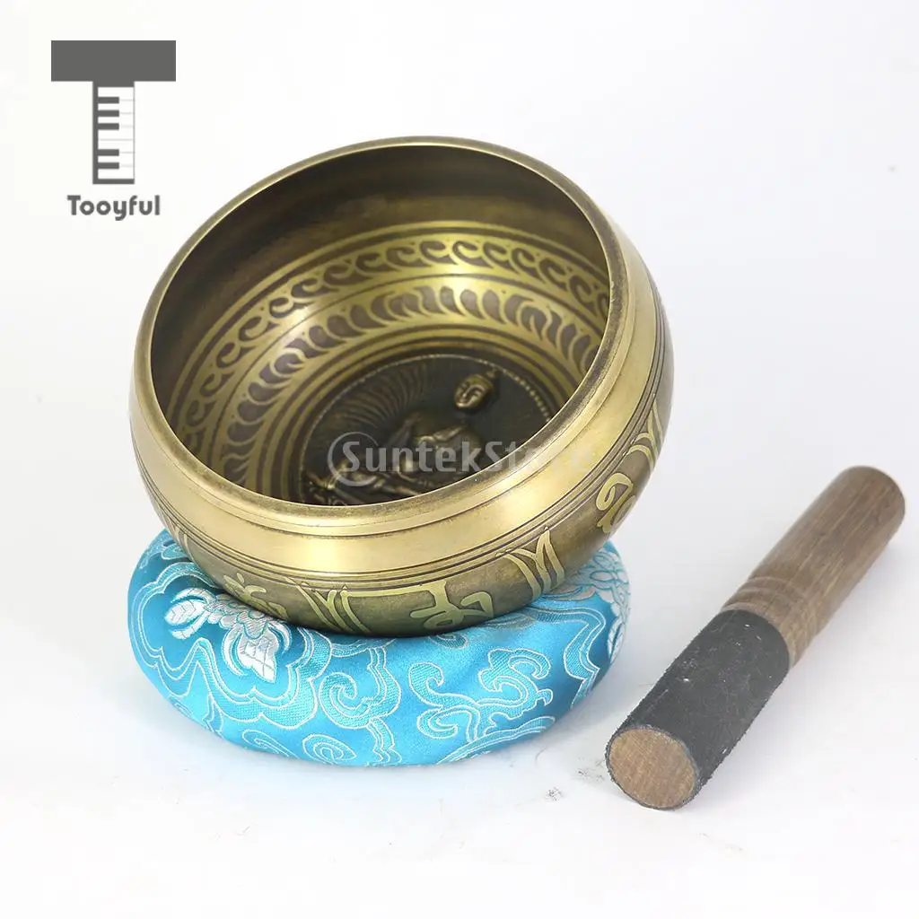 Tooyful Tibetan Handmade Silk Brocade Round Meditation Singing Bowl Cushion Ring Pillow Random Color