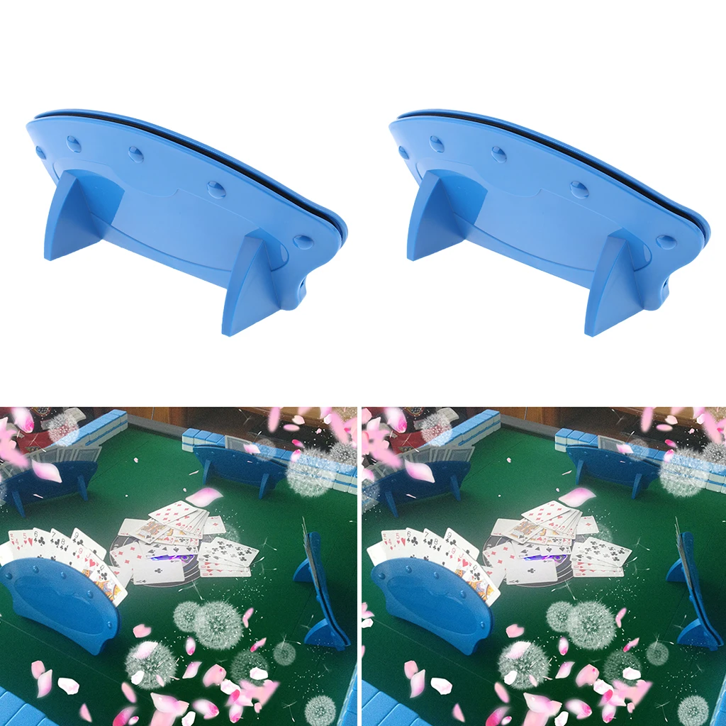 2pcs Blue Durable Plastic Playing Card Holder For Senior Elderly Adults Disabled Can Hold Up To 15 Cards