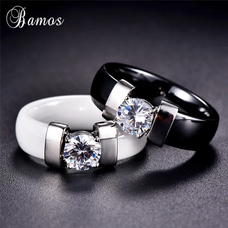Модное черное керамическое кольцо для мужчин и женщин с цирконом, роскошное желтое/белое золото, обручальные кольца для пары, обручальное кольцо