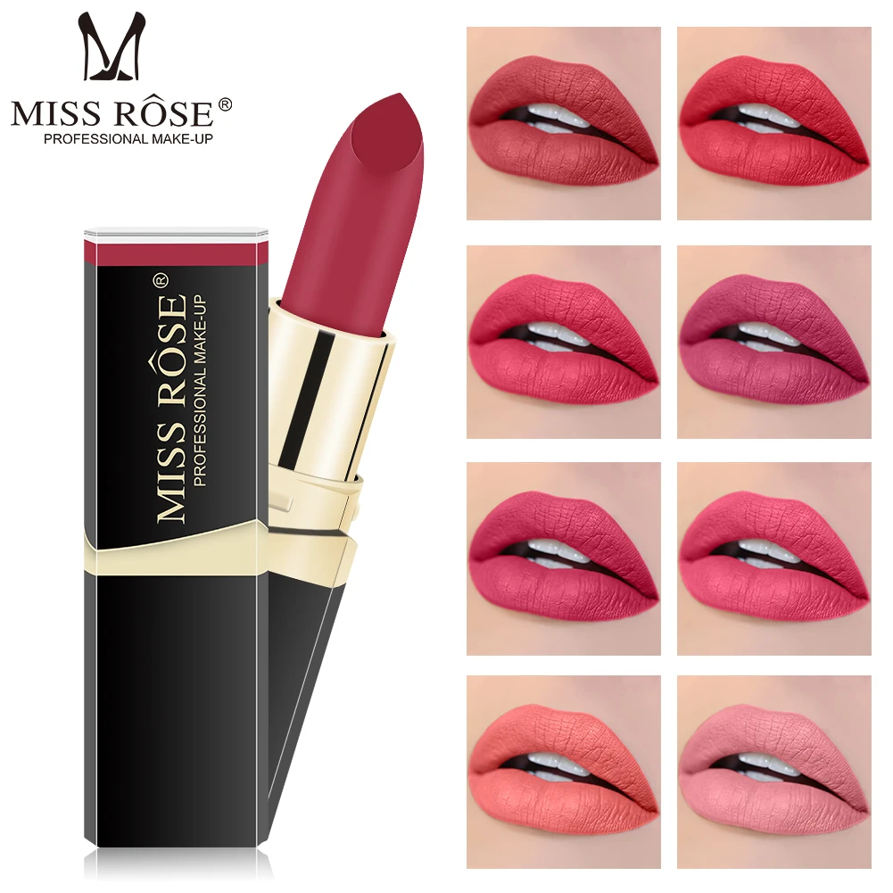 Miss Rose pintalabios mate, cosmético, resistente al agua, larga duración, pigmento de terciopelo, Sexy, labios rojos, mate, Nude, nuevo TSLM1|Pintalabios| - AliExpress