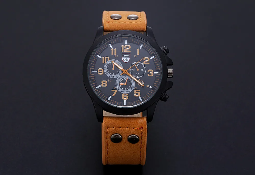 Винтажные классические мужские водонепроницаемые спортивные Кварцевые армейские часы с кожаным ремешком Erkek Kol Saati, креативные Relojes Hombre