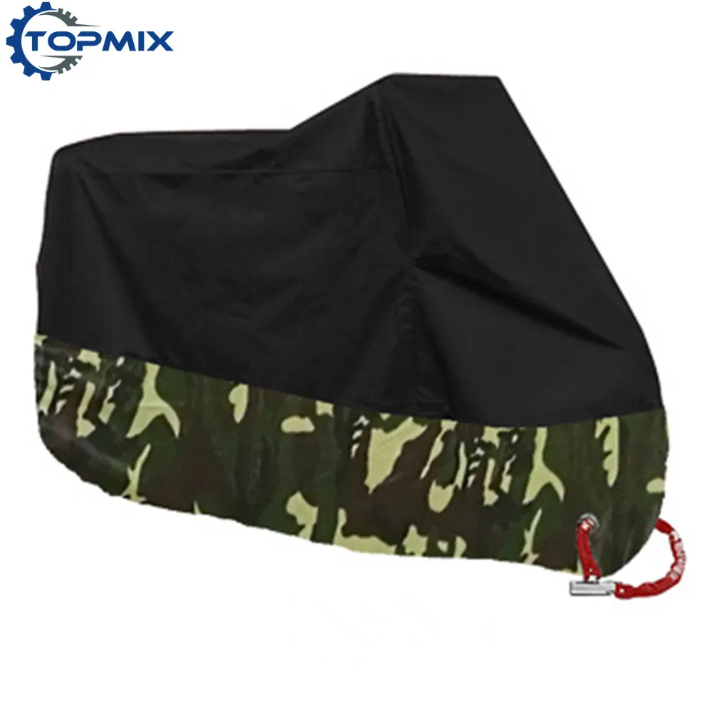 L, XL, XXL, XXXL, XXXXL, черный+ камуфляжный чехол для мотоцикла, защита от УФ-лучей, водонепроницаемый пылезащитный чехол для двигателя с отверстием для блокировки, 5 размеров