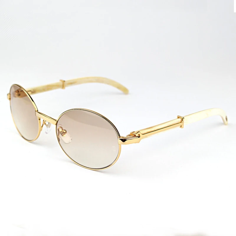 US $37.73 Oval Sunglasses Wood Buffalo Horn Metal Carter Mens Sunglasses Brand Designer Wooden Sun Glass Women Wood Frame Glasses Shades