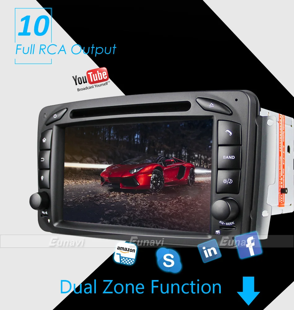 Eunavi 2 Din Android 9,0 dvd-плеер автомобиля для Benz W203 W208 W209 W210 W463 Vito Viano TDA7851 Мультимедиа Радио стерео головного устройства ПК