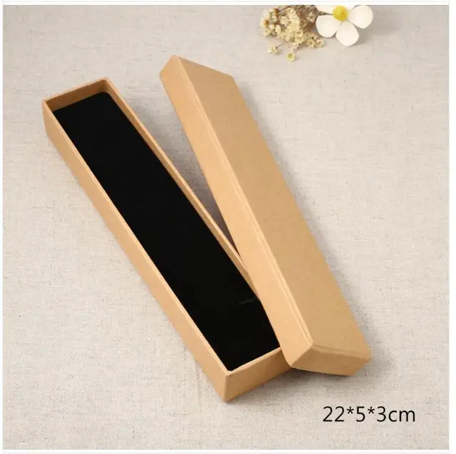 20pcs 22x5x3cm Long Kraft Paper Jewelry Box Necklace Box Black Gift