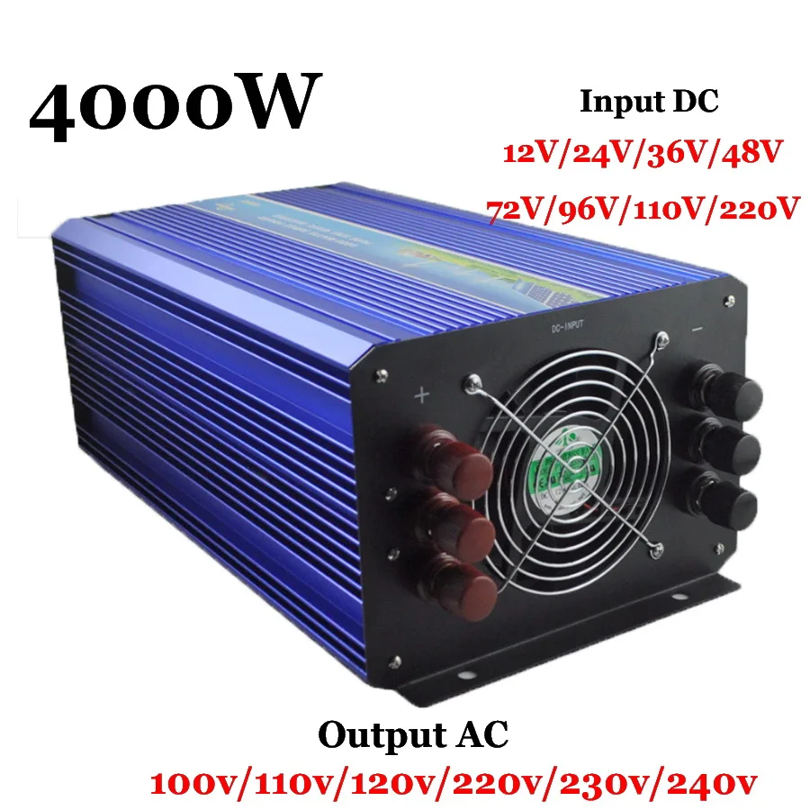 4000W 60 72 96 110VDC 110V 220VAC Pure Sine Wave Solar Inverter Wind Inverter Surge Power