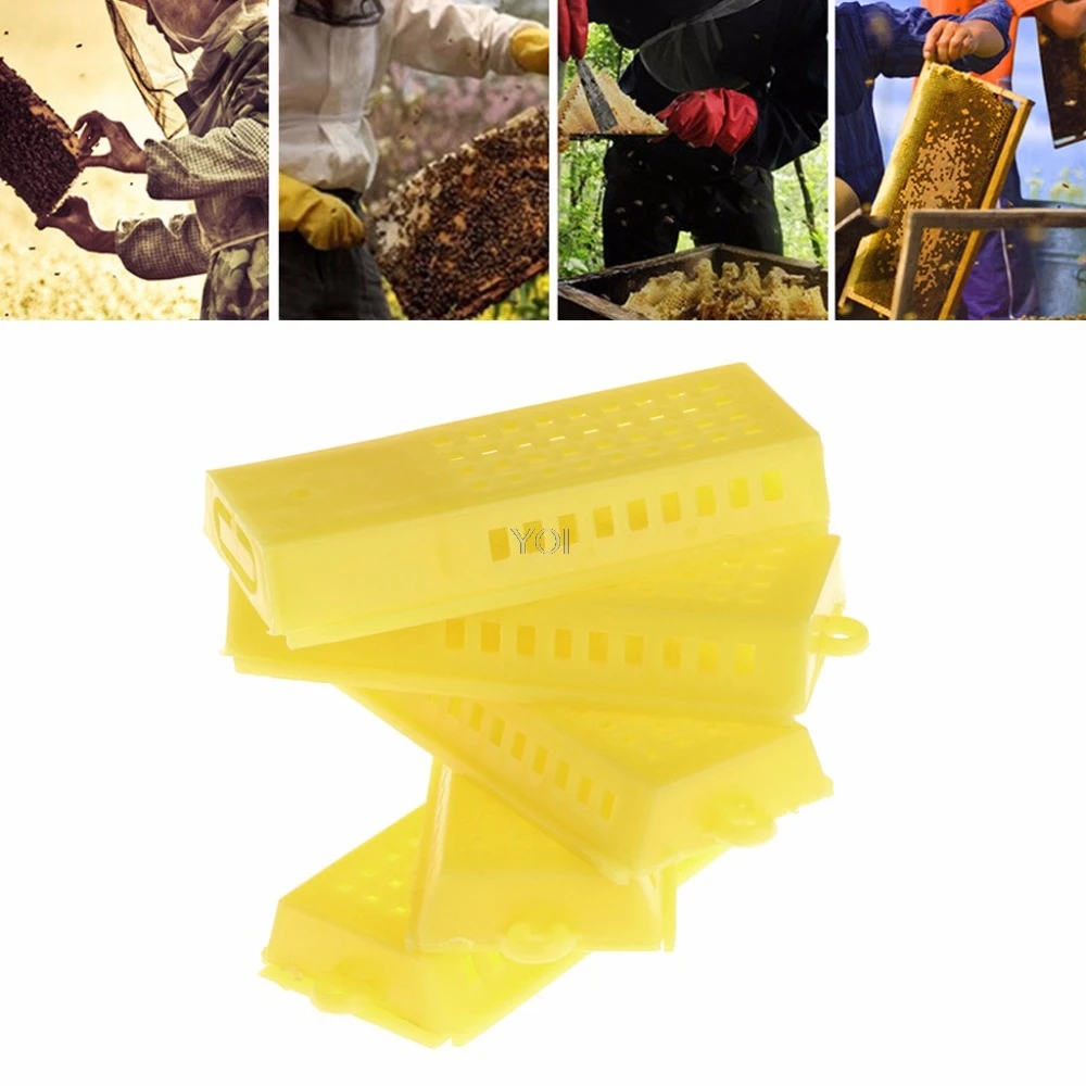 

5Pcs Multi-function Bee Boxs Honey Beekeeping Plastic Yellow Hive Cage Catching Tool Moving Equipment Beekeeper Supplies
