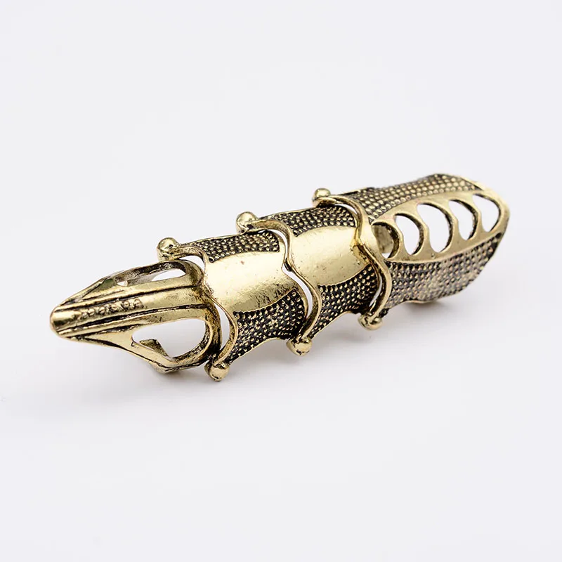 Gold Color Adjustable Finger Rings docona Punk knight Skull Armour Knuckle Midi Finger Rings for Women Gothic Gold Alloy Adjustable Ring Party Jewelry