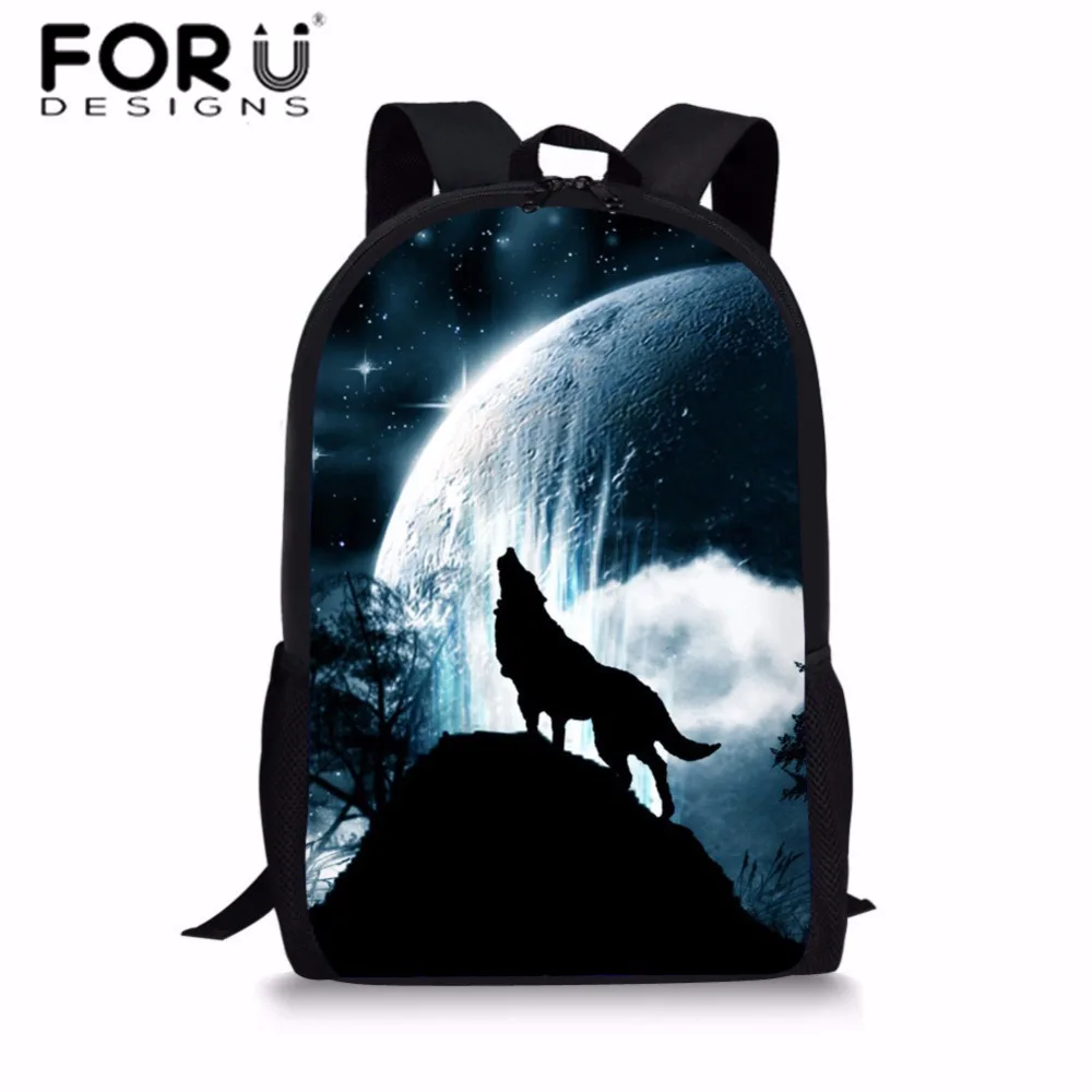 

FORUDESIGNS Children 3D Animal Printing School Bags for Kids Cool Wolf Pattern School Backpack Boys Shoulder Bags Bookbag
