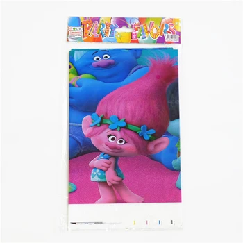 

1pcs 108*180cm Trolls Cartoon plastic tablecover Tablecloth Party Decoration for Kids Birthday Party Decoration Supplies
