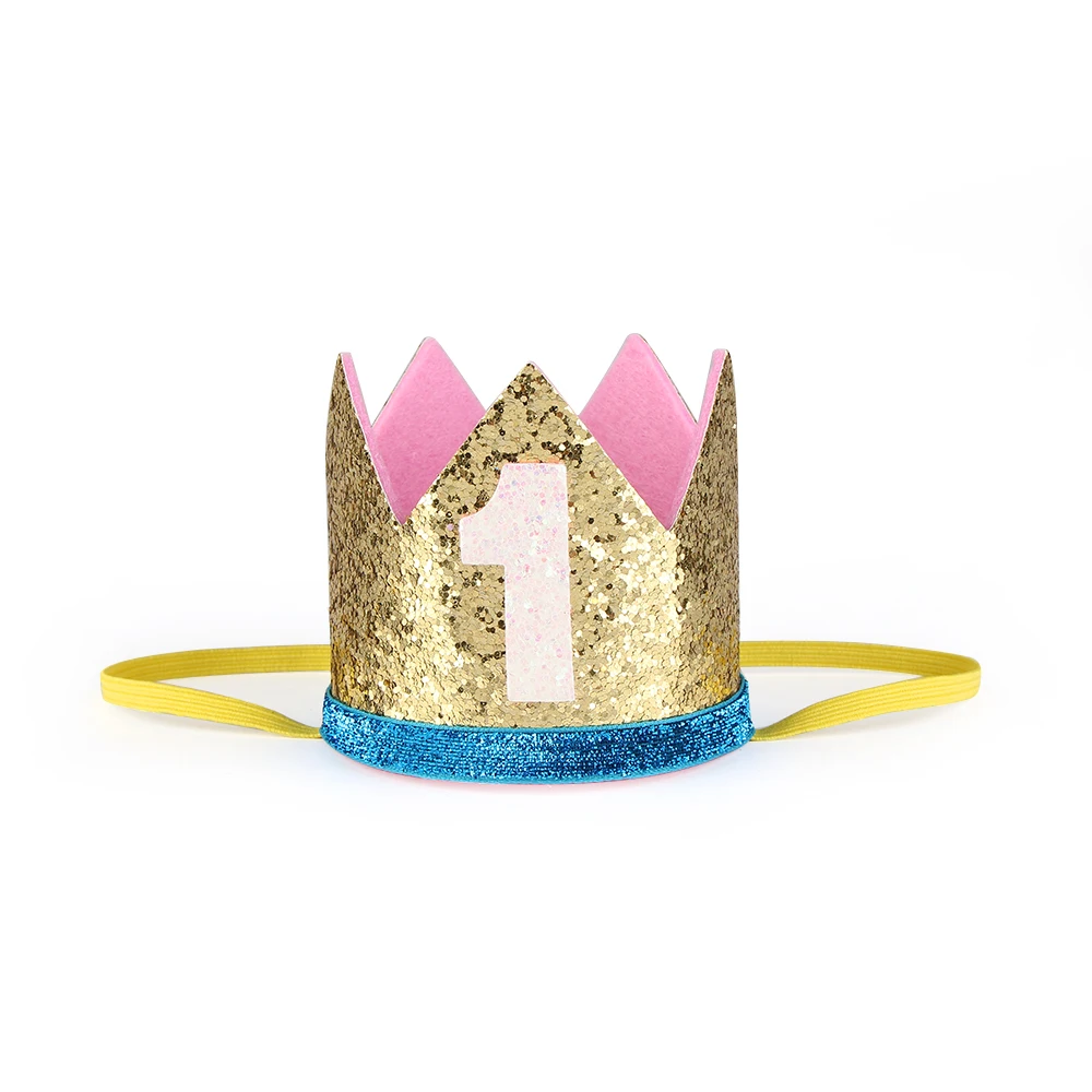 SIRENXI мода на 1 год принцесса шляпа голову Головные уборы орнаментом для маленьких мальчиков девочек День рождения украшения резинки для волос подарок
